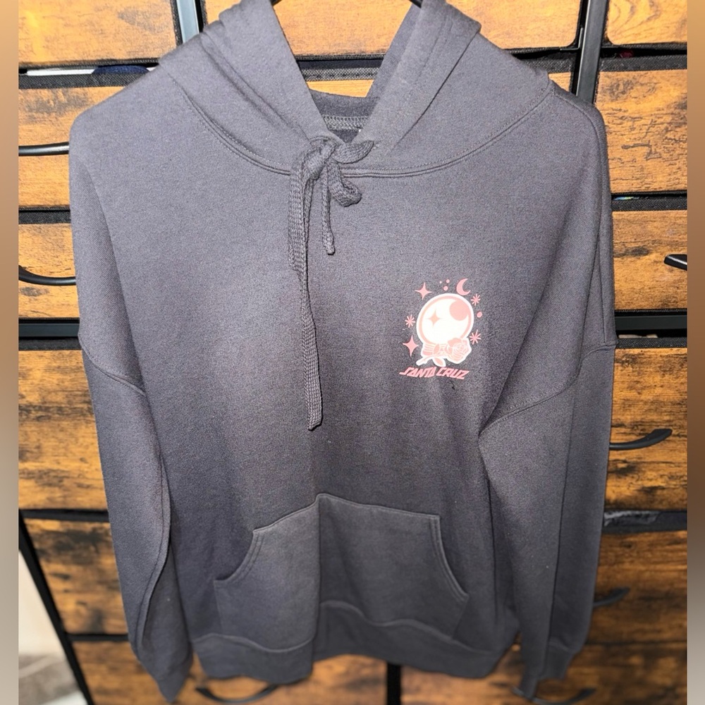 Santa Cruz Skateboards Charcoal Hoodie with Pink Logo